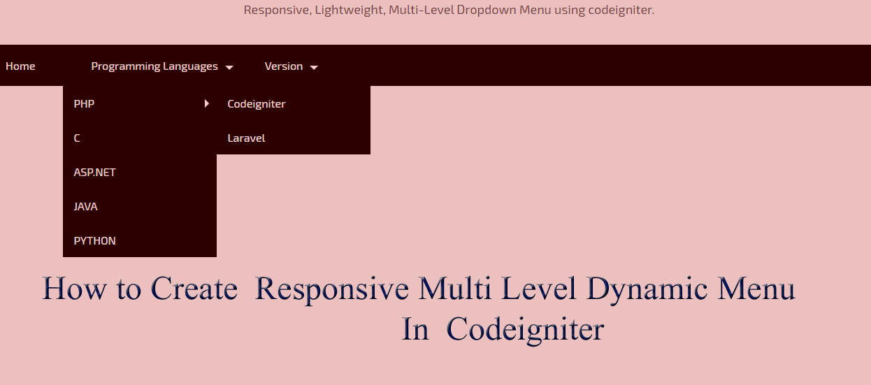 How to Create Responsive Multi Level Dynamic Menu In Codeigniter 1